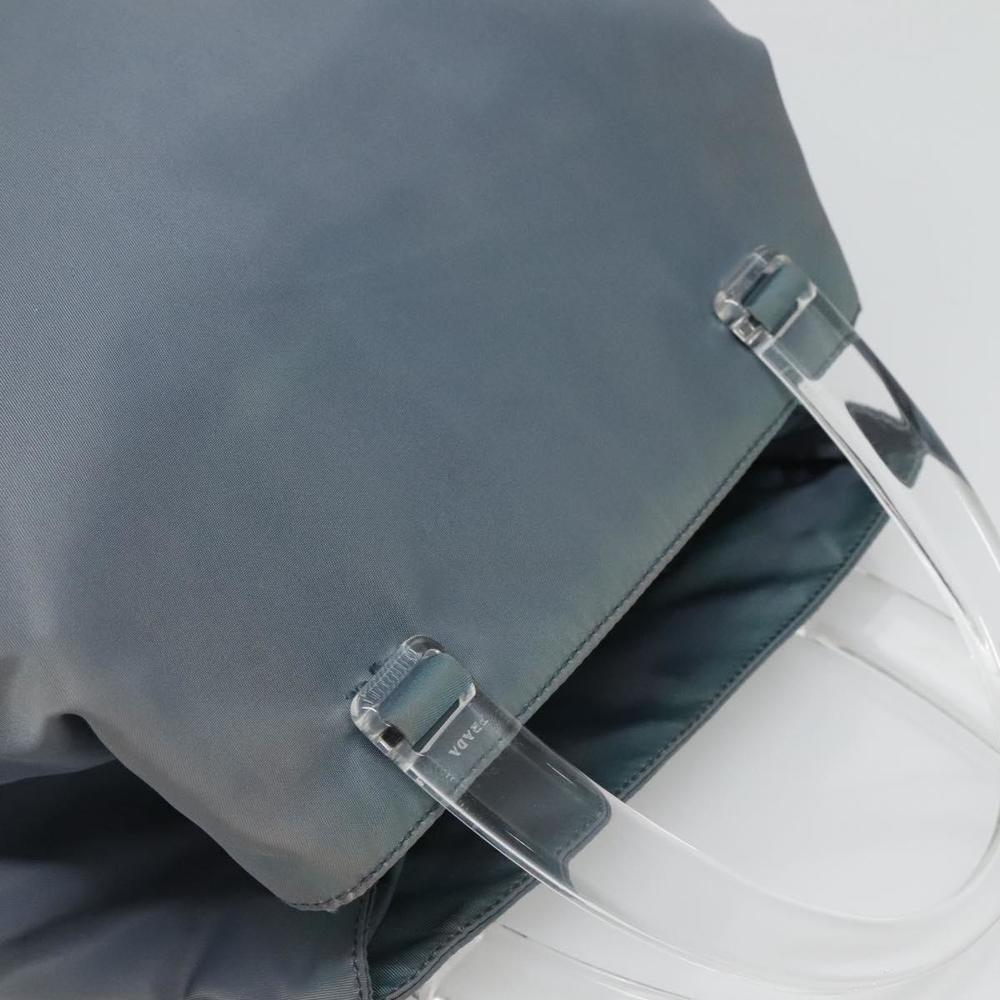 PRADA Hand Bag Nylon plastic Light Blue Silver clear Auth fm4546 - Picture 6 of 16